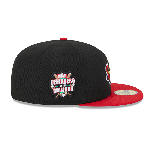 Indianapolis Indians Black/Red Rowdie Marvel's Defenders of the Diamond Authentic On-Field New Era 59FIFTY Cap