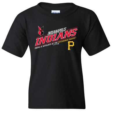 Indianapolis Indians Youth Black Jungling Pirates Affiliate Tee