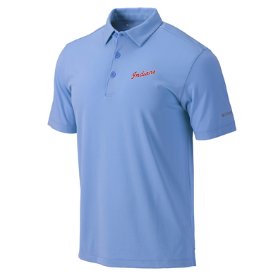 Indianapolis Indians Adult Columbia Baby Blue 1970's Script Omni-Wick Drive Polo