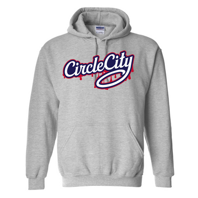 Indianapolis Indians Adult Grey Circle City Paint Wordmark Hoodie