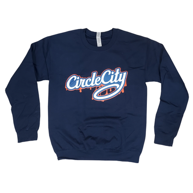 Indianapolis Indians Adult Navy Circle City Paint Wordmark Crewneck Sweatshirt