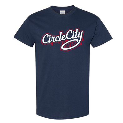 Indianapolis Indians Youth Navy Paint Circle City Wordmark Tee