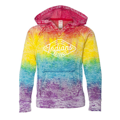 Indianapolis Indians Youth Rainbow Courtney Burnout V-Notch Hoodie