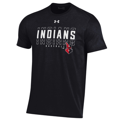 Indianapolis Indians Adult Black Under Armour Stacked Performance Cotton Tee