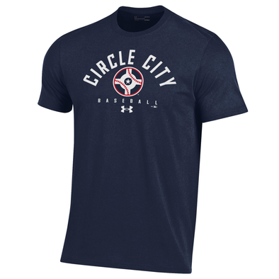 Indianapolis Indians Adult Navy Under Armour Circle City Arch Performance Cotton Tee