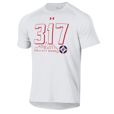 Indianapolis Indians Adult White Under Armour 317 Circle City Skyline Tech Tee