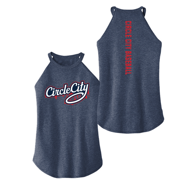 Indianapolis Indians Women's Navy Circle City Rocker Razorback Tank Top