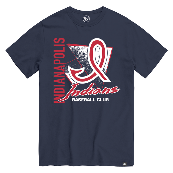 Indianapolis Indians '47 Adult Navy 50's Side Arm Franklin Tee