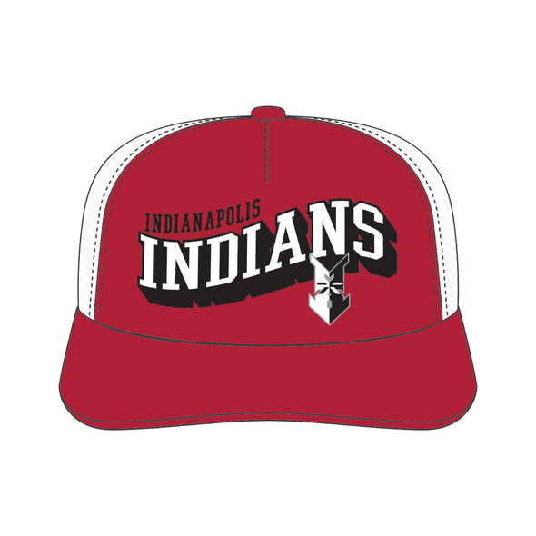 Indianapolis Indians '47 Adult Red Meander Foam Adjustable Trucker Snapback Cap