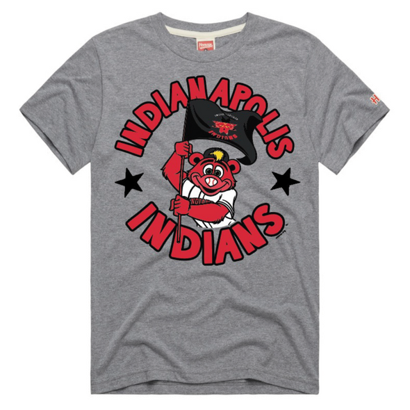 Indianapolis Indians Adult Grey Rowdie Flag Tee