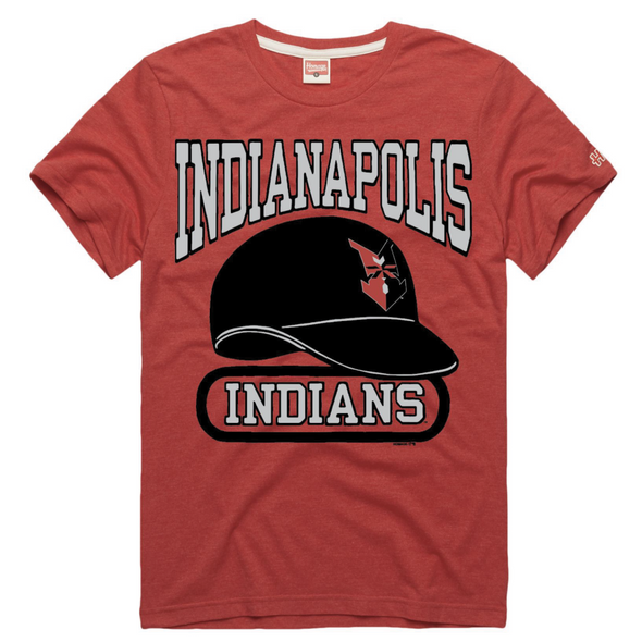 Indianapolis Indians Adult Red Batting Helmet Tee