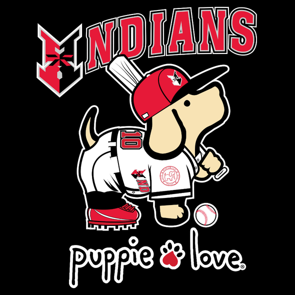 Indianapolis Indians Adult Black Baseball Player Puppie Love Tee