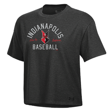 Indianapolis Indians Women's Black Under Armour Arrow Short Cropped All Day Tee