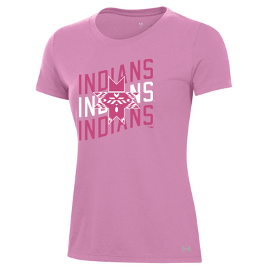 Indianapolis Indians Women's Pink Under Armour Stacked Performance Cotton Tee