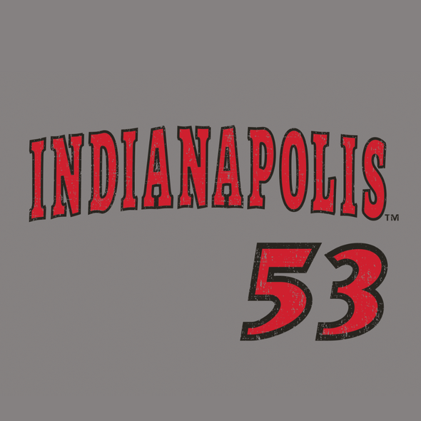 Indianapolis Indians Adult Grey Road Bubba Chandler Name and Number Tee