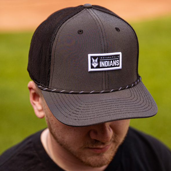 Indianapolis Indians '47 Adult Black Rumble Rope Adjustable Snapback Cap