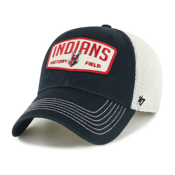 Indianapolis Indians '47 Adult Black Carver Clean Up Adjustable Trucker Snapback Cap