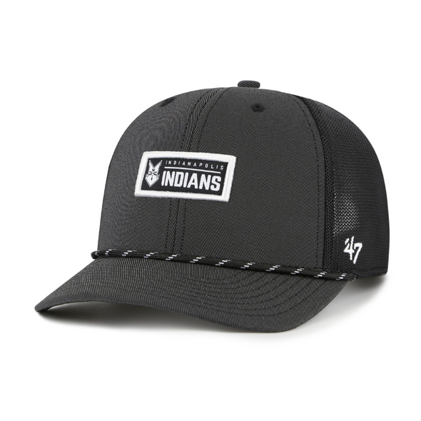 Indianapolis Indians '47 Adult Black Rumble Rope Adjustable Snapback Cap