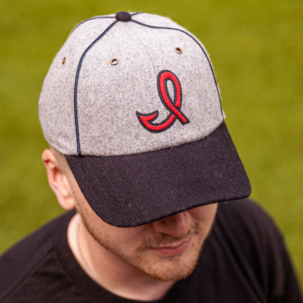 Indianapolis Indians '47 Adult Grey/Navy 50's Brocke Adjustable MVP Cap