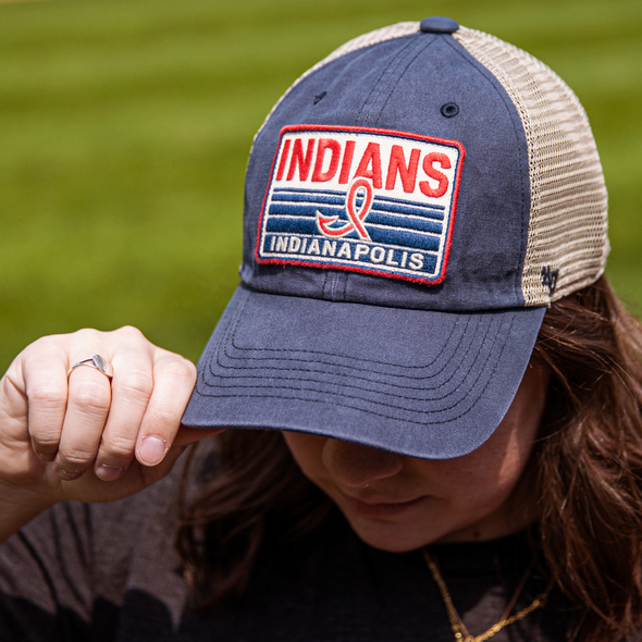 Indianapolis Indians '47 Adult Navy 1950's 4-Stroke Snapback Trucker Adjustable Clean Up Cap