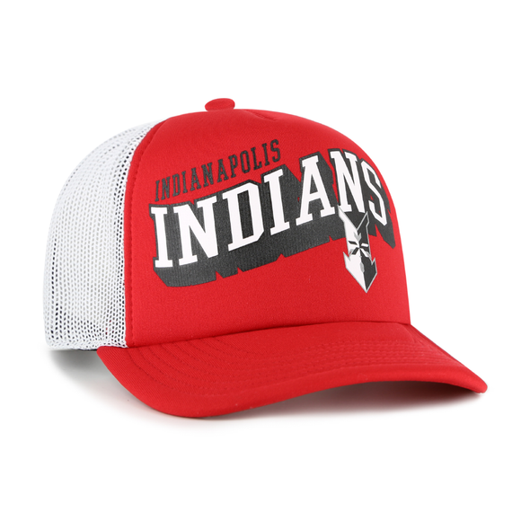 Indianapolis Indians '47 Adult Red Meander Foam Adjustable Trucker Snapback Cap