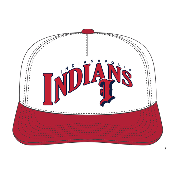 Indianapolis Indians '47 Adult White/Red Batting Practice Wave Hitch Adjustable Snapback Cap