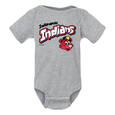 Indianapolis Indians Infant Grey Rowdie Barksdale Creeper Bodysuit