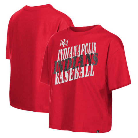 Indianapolis Indians Women's New Era Red Stacked Boxy Tee