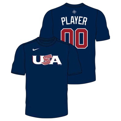 Team USA Adult 2026 NIKE Navy Paul Skenes World Baseball Classic Name & Number Tee