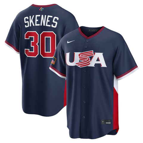 Team USA Adult 2026 NIKE Paul Skenes World Baseball Classic Navy Road Replica Jersey