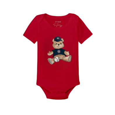 Indianapolis Indians Infant Tiny Turnip Red Teddy Bear Snapper Bodysuit