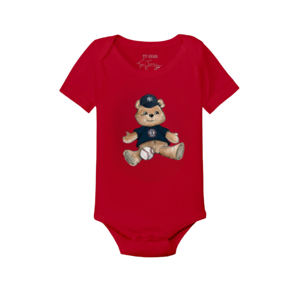 Indianapolis Indians Infant Tiny Turnip Red Teddy Bear Snapper Bodysuit