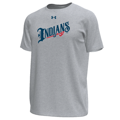 Indianapolis Indians Adult Grey Wordmark Under Armour Tech Stretch Short Sleeve Tee