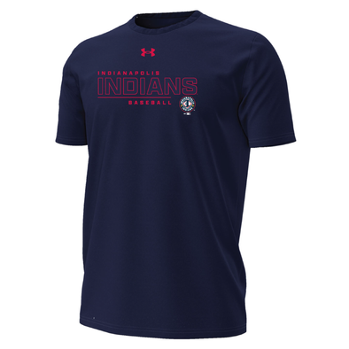 Indianapolis Indians Adult Navy Primary Logo Under Armour Performance Cotton Short Sleeve Tee