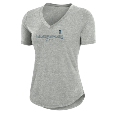 Indianapolis Indians Women's Grey Road Logo Under Armour Performance V-Neck Cotton Tee