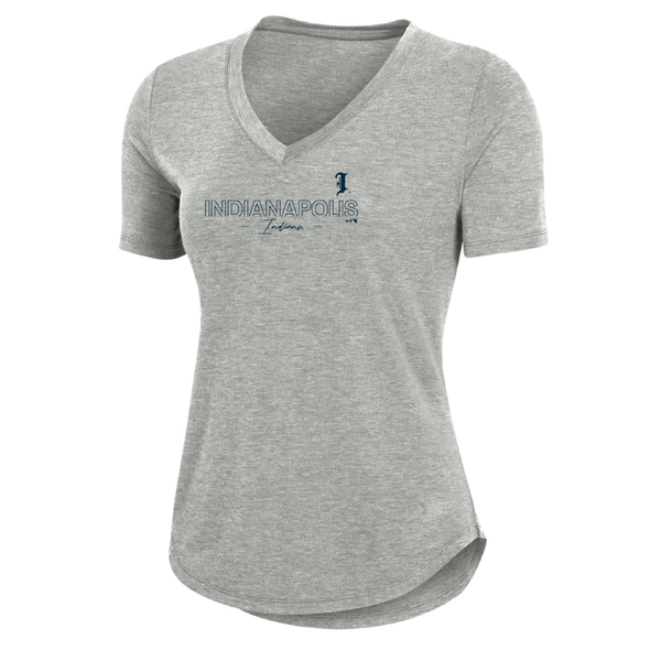 Indianapolis Indians Women's Grey Road Logo Under Armour Performance V-Neck Cotton Tee