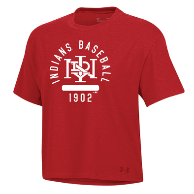 Indianapolis Indians Women's Red Home Cap Logo Under Armour Short Cropped All Day Tee