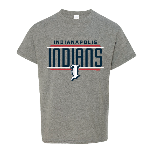 Indianapolis Indians Youth Grey Batting Practice Cornball Tee