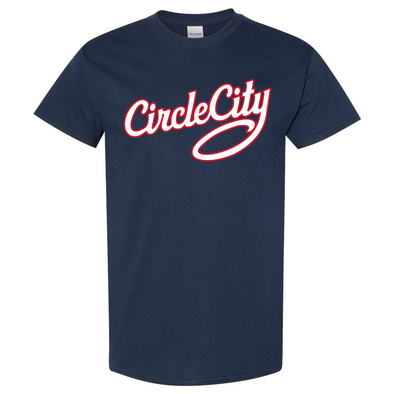 Indianapolis Indians Youth Navy Circle City Wordmark Tee