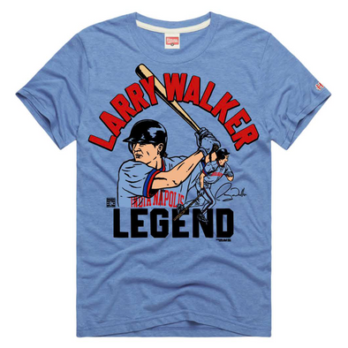 Indianapolis Indians Adult Baby Blue Larry Walker Legend Tee