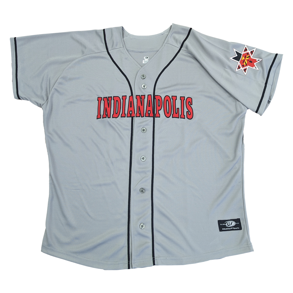Indianapolis Indians Adult Grey Road Replica Jersey XL / Yes (add